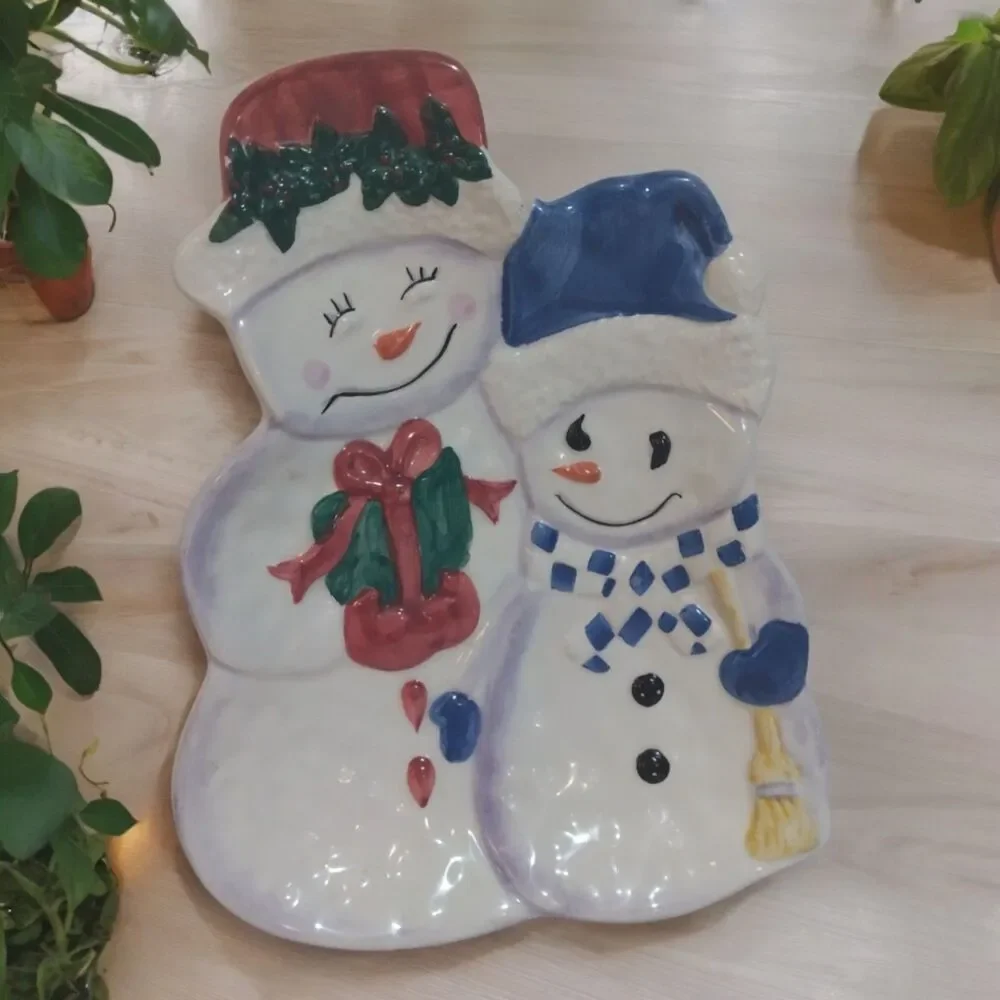Vintage Decorative Christmas Snowman Plate